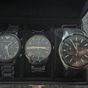 Giorgio Armani Black Men' Watch ,hugo Boss And Emporio Armani